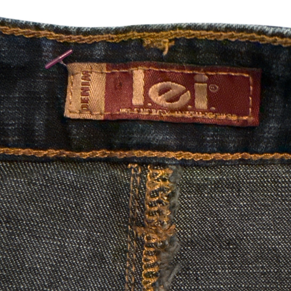lei Womens Denim Mini Skirt Size 1 Blue Medium Wash Stretch Retro 80's - Picture 2 of 7